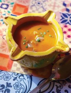 Cod, potato, and garlic soup (Ajo colorão)