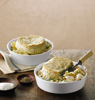 Cod potpies with dill biscuit crusts