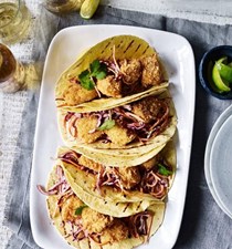 Cod tacos with smoky coleslaw