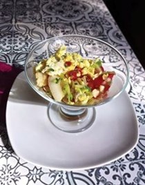 Cod, tomato, and red pepper salad (Zaramandoña)