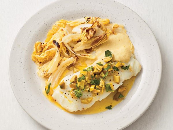 Cod with almond-sesame sauce