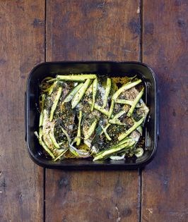 Cod with gomasio and zucchini