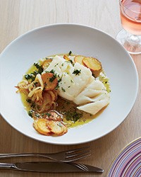 Cod with potatoes & salsa verde