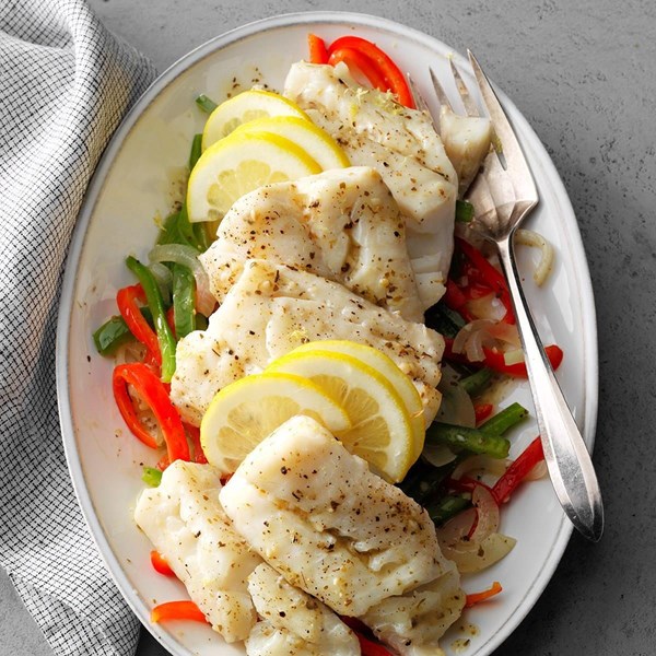 Cod with sweet peppers