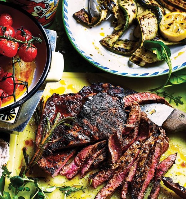 Coffee and rum-marinated steaks