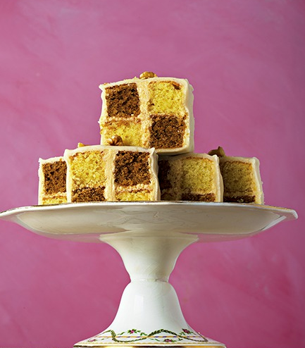 Coffee and walnut Battenburg