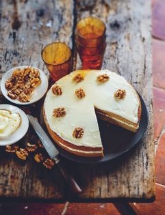 Coffee and walnut cake with buttercream icing