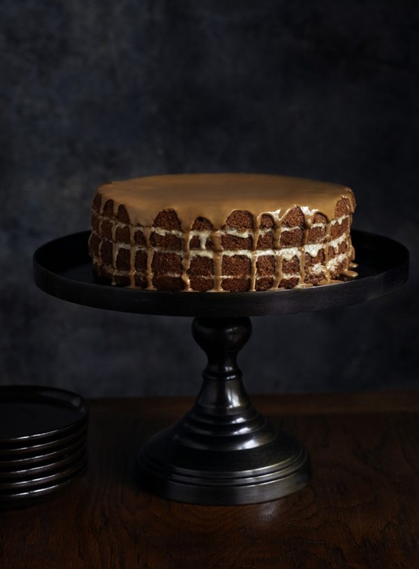 Coffee and walnut cake with rum and walnut cream