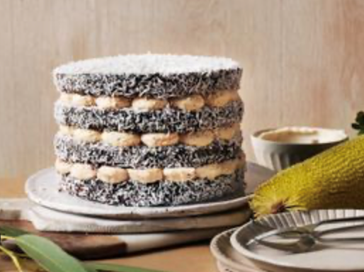 Coffee and wattleseed Lamington cake