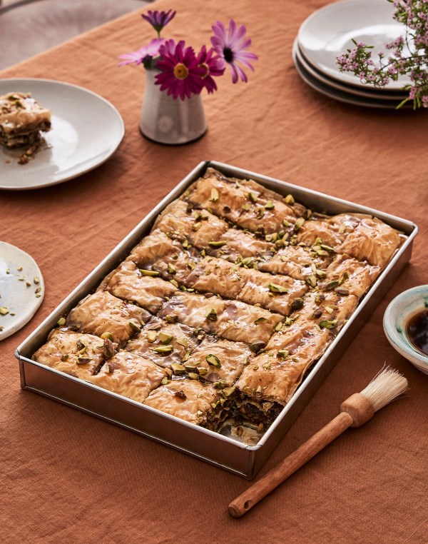 Coffee baklava with dried figs