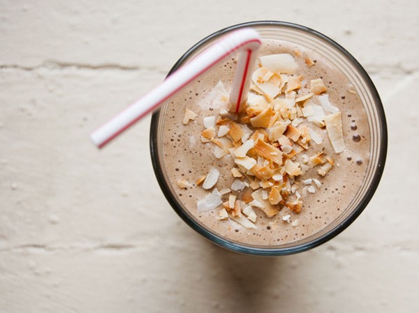 Coffee, banana, and hazelnut morning shake