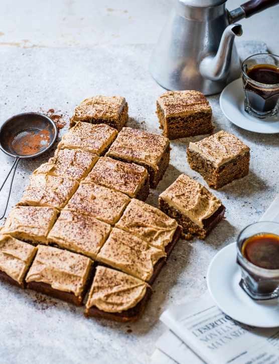 Coffee cake with cappuccino buttercream