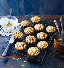 Coffee, cardamom and almond friands with toffee drizzle