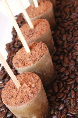 Coffee-cardamom popsicles with Guittard chocolate powder