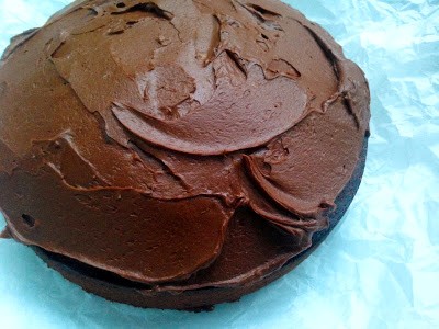 Coffee chocolate banana cake with a coffee chocolate clotted-cream ganache