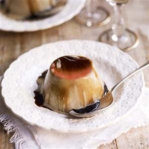 Coffee crème caramel with espresso and Frangelico syrup