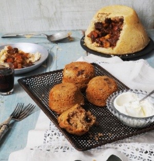 Coffee, date and cardamom suet puddings