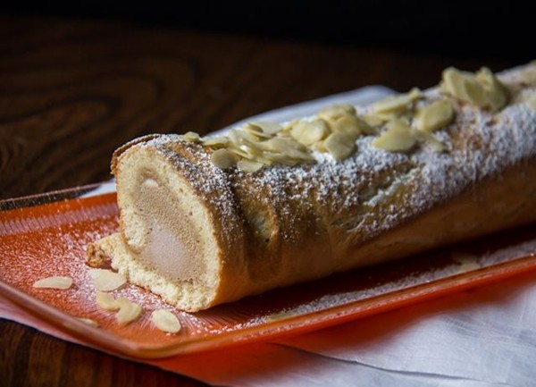 Coffee ice cream roulade