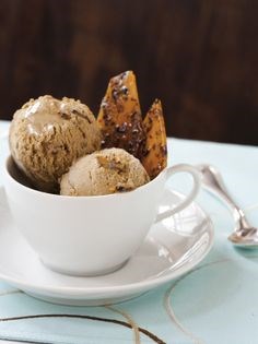 Coffee ice cream with cocoa nib brittle