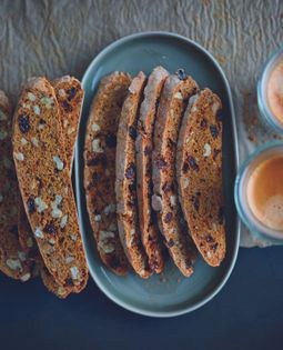 Coffee, maple & walnut biscotti