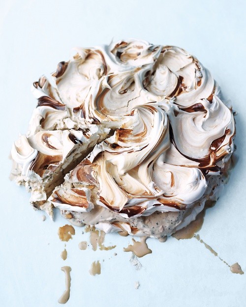 Coffee meringue ice cream cake