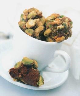 Coffee pistachio chocolate truffles