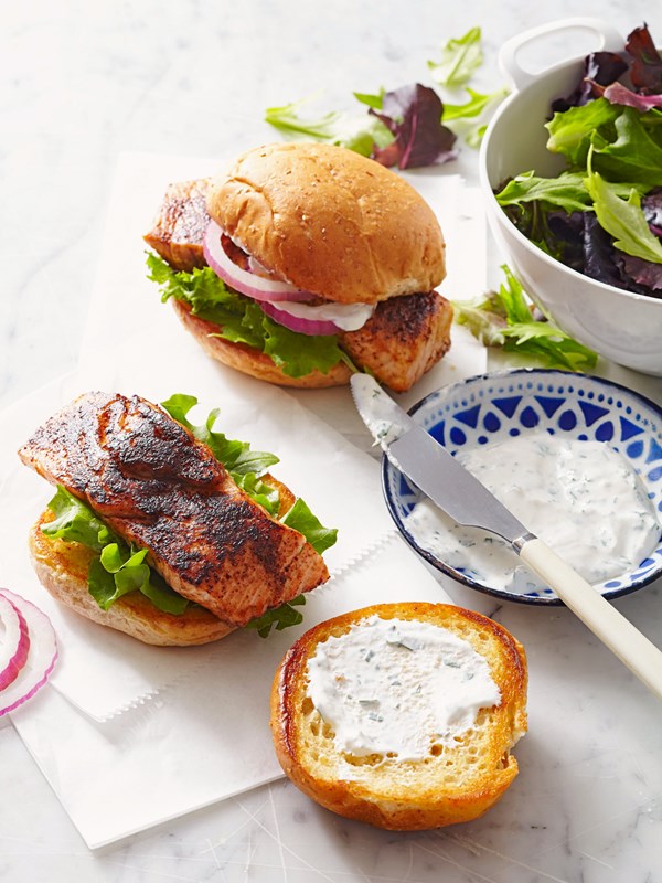 Coffee-rubbed salmon sandwiches 