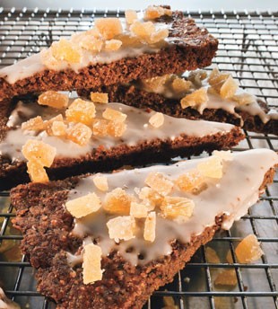 Coffee-spice shortbread with crystallized ginger