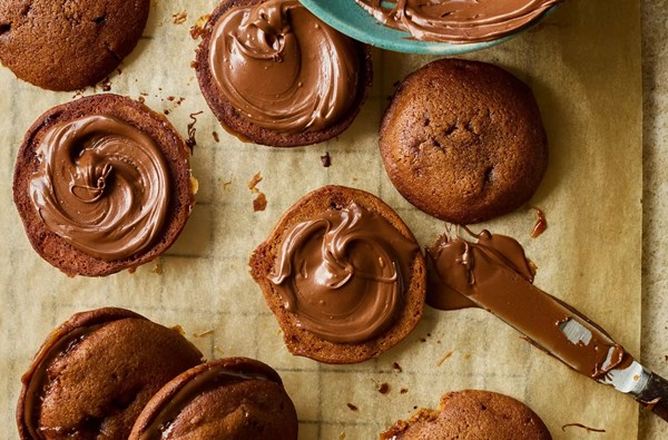 Coffee-toffee cookie sandwiches
