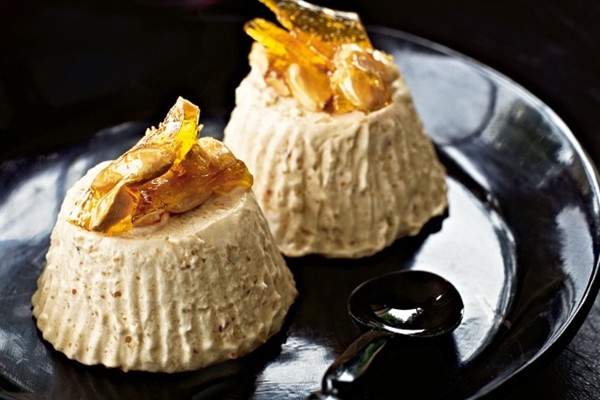 Coffee tortoni with almond praline