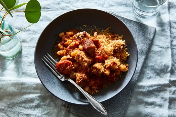 Colby Garrelts' white bean cassoulet with pork loin 