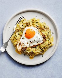 Colcannon with mustard-fried eggs 