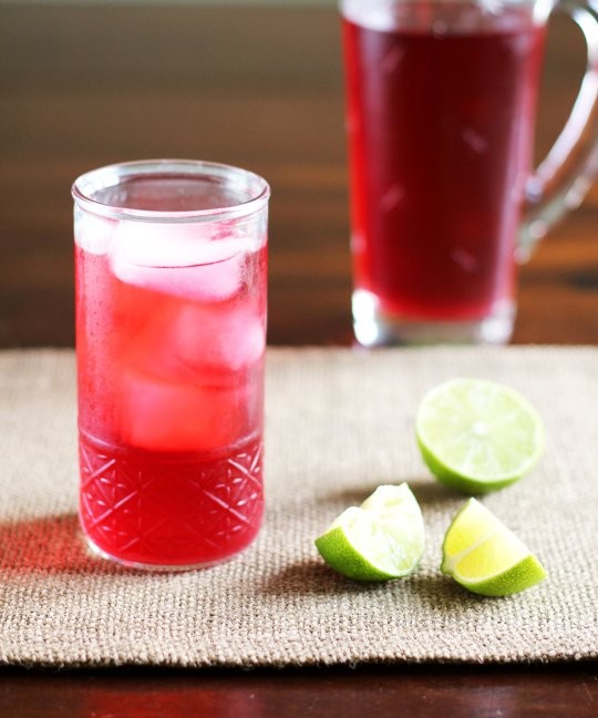 Cold brewed Jamaica (hibiscus iced tea)