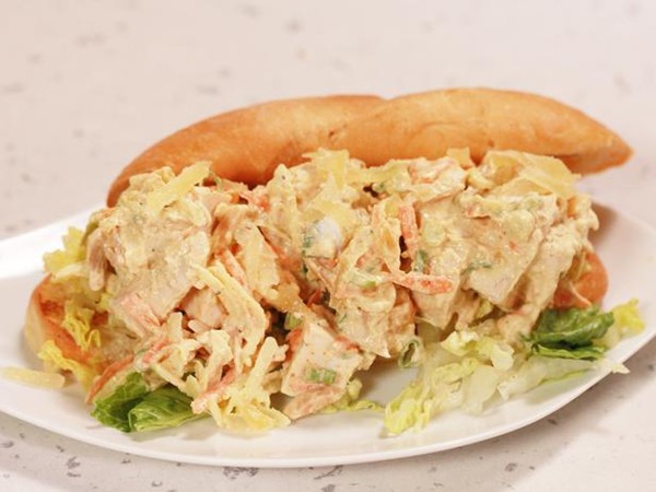 Cold chicken curry sammies with toasted almonds & crystallized ginger