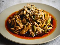 Cold chicken with a spicy Sichuanese sauce (Liang ban ji)