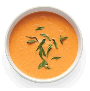 Cold cream of tomato and peach soup