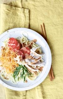 Cold egg noodle salad