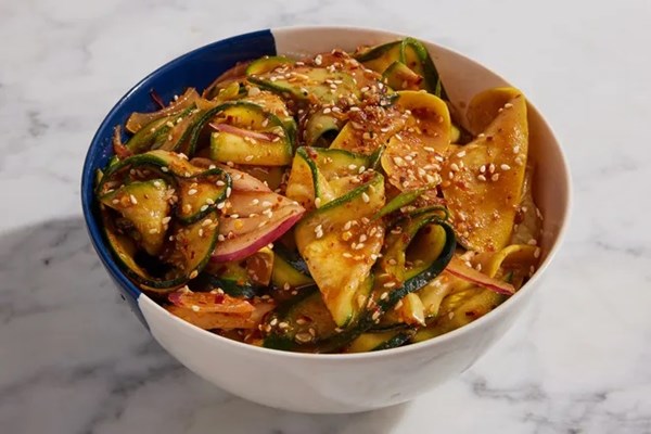 Cold Korean zucchini salad (Hobak saengchae / 호박 생채)
