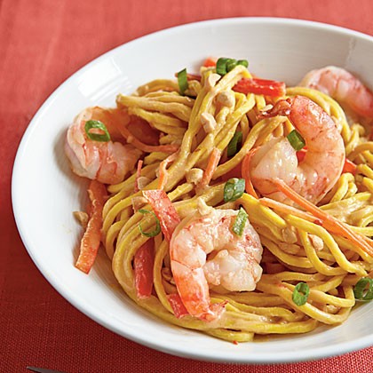Cold peanut noodles with shrimp