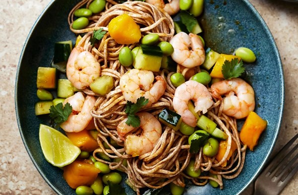 Cold prawn & mango noodle salad