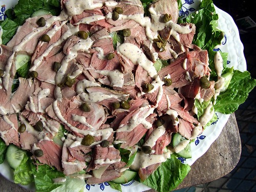 Cold roast lamb with anchovy sauce