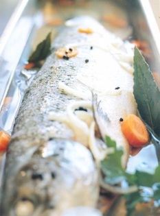 Cold salmon or sea trout with potato salad