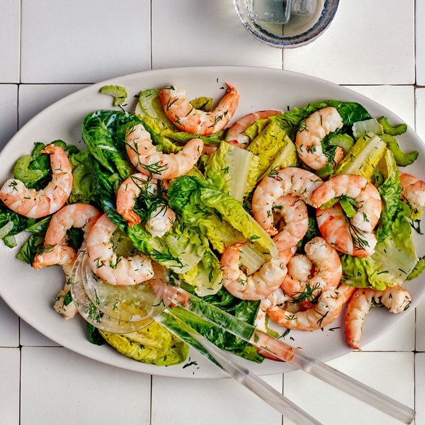 Cold shrimp in dill cream sauce