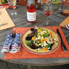 Cold shrimp salad with feta cheese