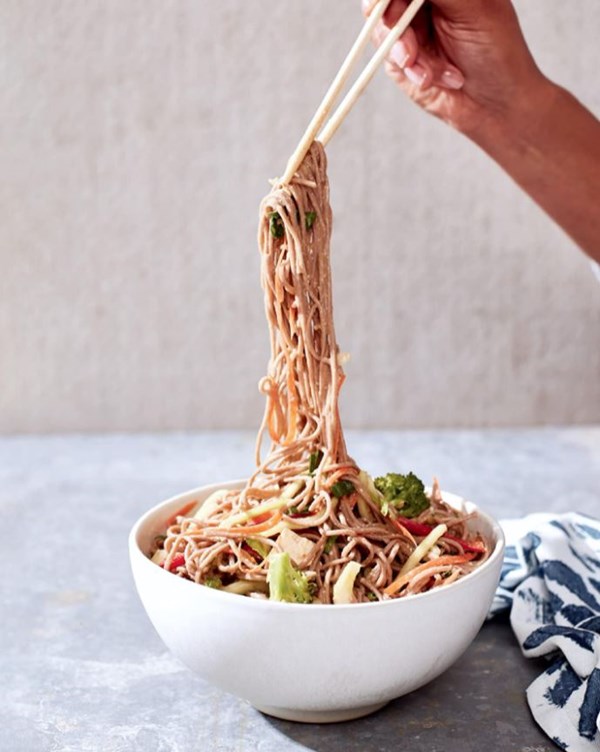 Cold soba noodles with citrus-miso dressing