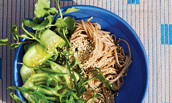 Cold soba with cucumber, watercress & sesame