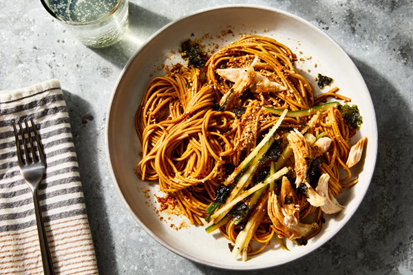 Cold soba with perilla oil dressing