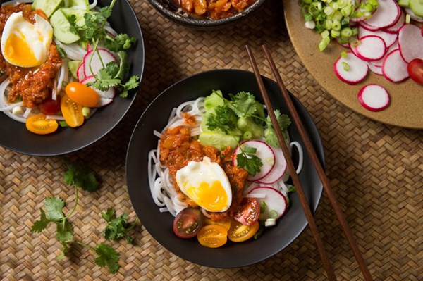 Cold spicy kimchi noodles