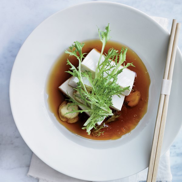 Cold tofu with chestnuts in apple dashi [David Chang]