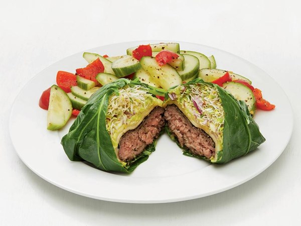 Collard green-wrapped burgers 
